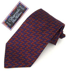 CHARVET burgundy/orange/blue jacquard silk tie France